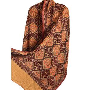 Paisley Reversible Scarf Wrap Shawl Fringe Red Burgundy Beige Soft  28 x 82  VTG